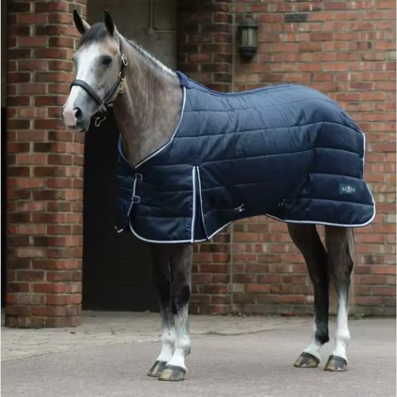 Saxon Channel Quilt Standard Neck Medium Stable Rug Navy/White